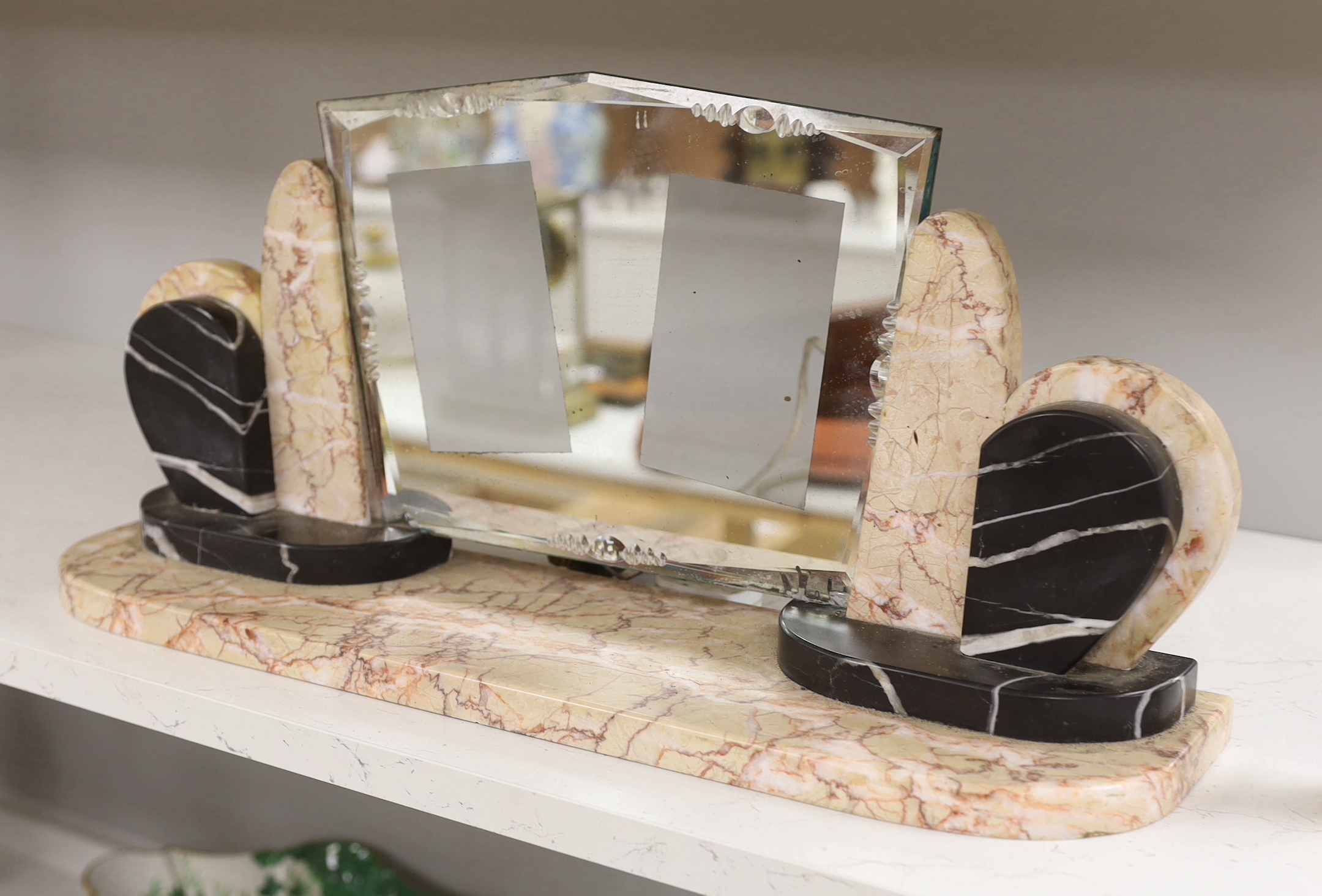 An Art Deco marble photo frame, 55cm long